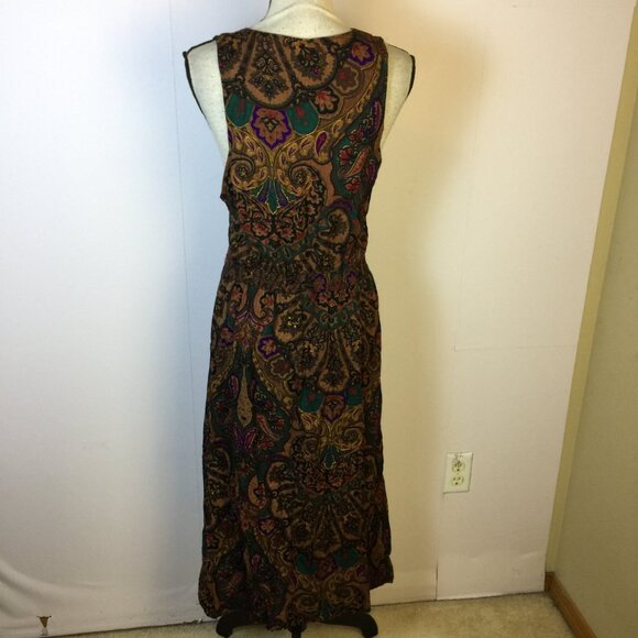 Vintage R.J. Stevens Jumper Dress Size 10P Womens Petite Brow Paisley Sleeveless - Picture 3 of 15